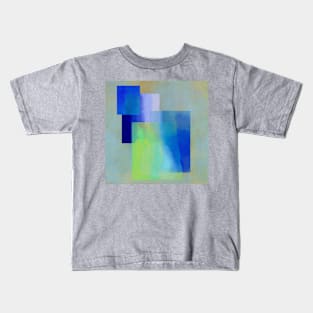 Blue And Green Abstract Watercolor Blocks Kids T-Shirt